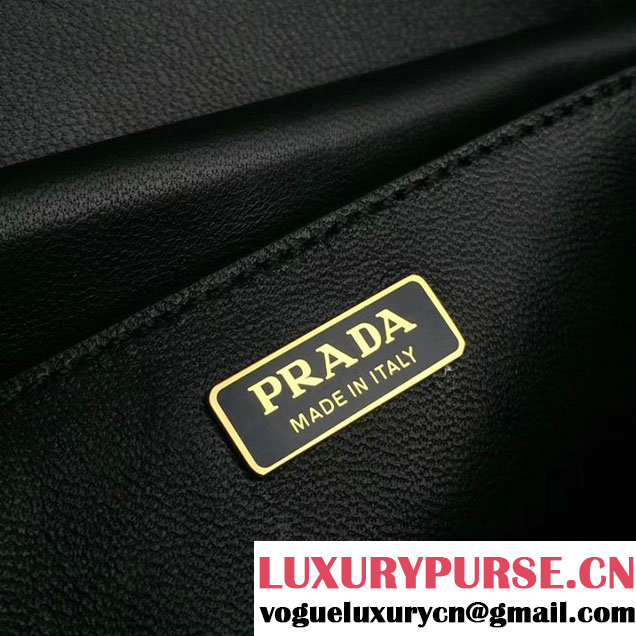 Prada Cahier Shoulder Bag 20cm Calfskin Leather Fall Winter 2017 Bag Collection Black Black