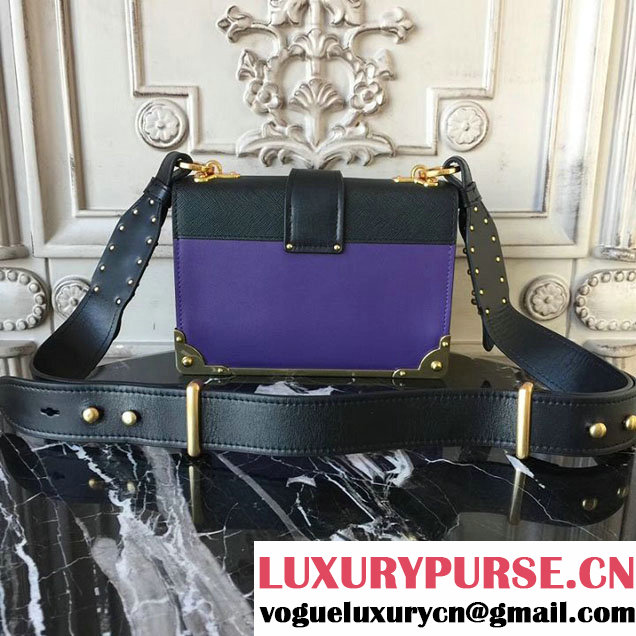 Prada Cahier Shoulder Bag 20cm Calfskin Leather Fall Winter 2017 Bag Collection Purple Black