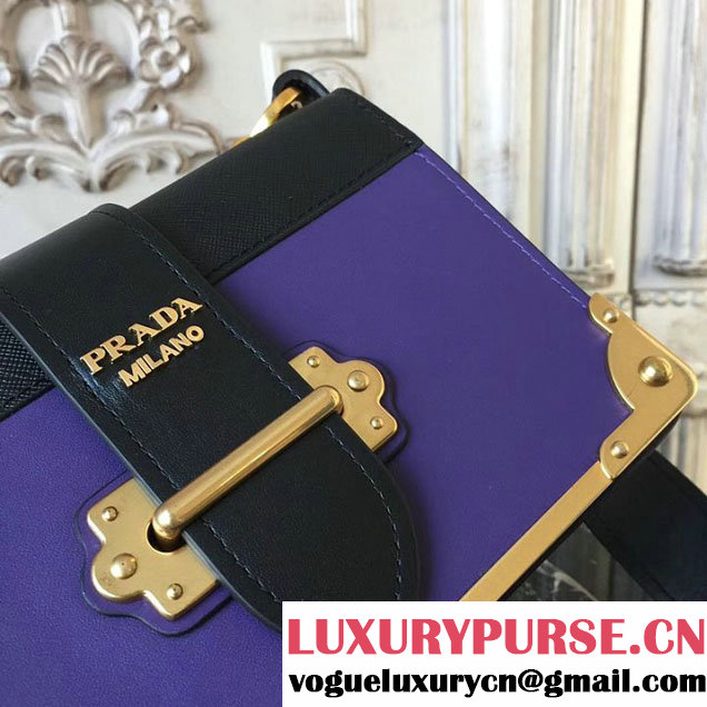 Prada Cahier Shoulder Bag 20cm Calfskin Leather Fall Winter 2017 Bag Collection Purple Black