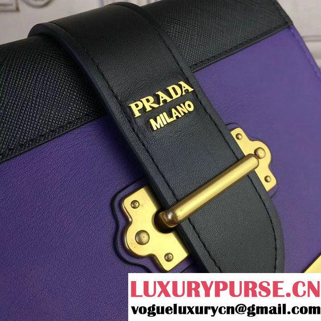 Prada Cahier Shoulder Bag 20cm Calfskin Leather Fall Winter 2017 Bag Collection Purple Black