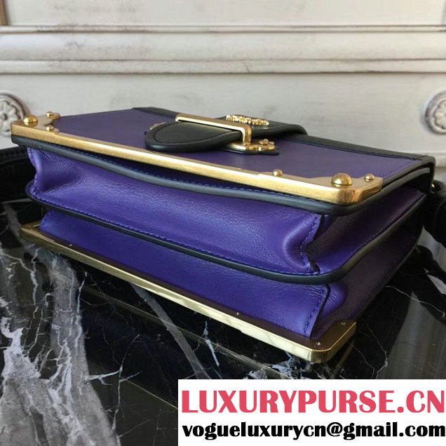 Prada Cahier Shoulder Bag 20cm Calfskin Leather Fall Winter 2017 Bag Collection Purple Black