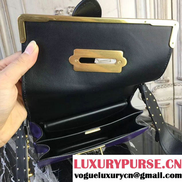 Prada Cahier Shoulder Bag 20cm Calfskin Leather Fall Winter 2017 Bag Collection Purple Black