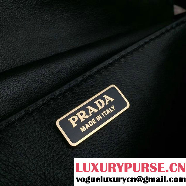 Prada Cahier Shoulder Bag 20cm Calfskin Leather Fall Winter 2017 Bag Collection Tan Black