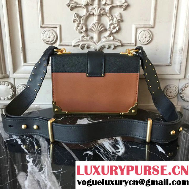 Prada Cahier Shoulder Bag 20cm Calfskin Leather Fall Winter 2017 Bag Collection Tan Black