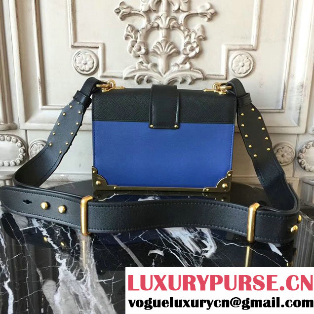 Prada Cahier Shoulder Bag 20cm Calfskin Leather Fall Winter 2017 Bag Collection Blue Black