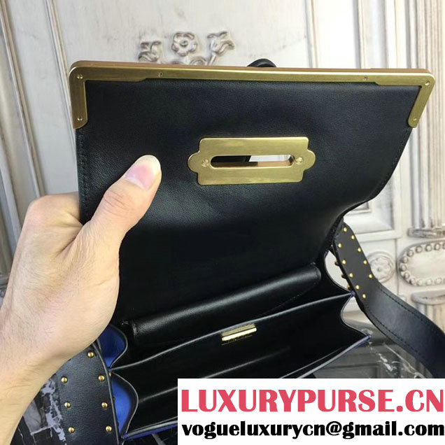 Prada Cahier Shoulder Bag 20cm Calfskin Leather Fall Winter 2017 Bag Collection Blue Black