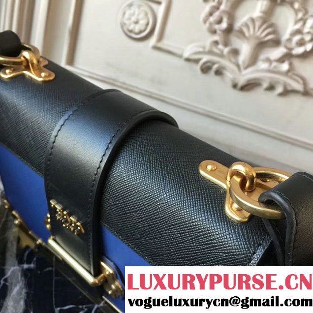 Prada Cahier Shoulder Bag 20cm Calfskin Leather Fall Winter 2017 Bag Collection Blue Black