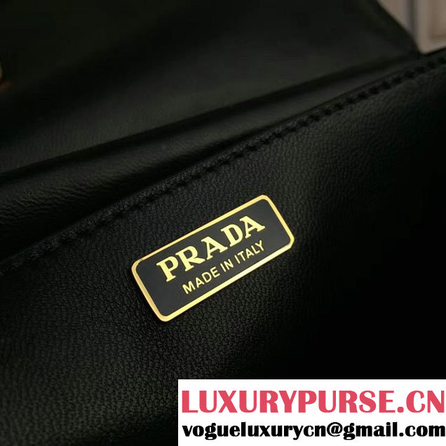 Prada Cahier Shoulder Bag 20cm Calfskin Leather Fall Winter 2017 Bag Collection Rust Black
