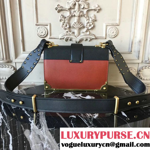 Prada Cahier Shoulder Bag 20cm Calfskin Leather Fall Winter 2017 Bag Collection Rust Black