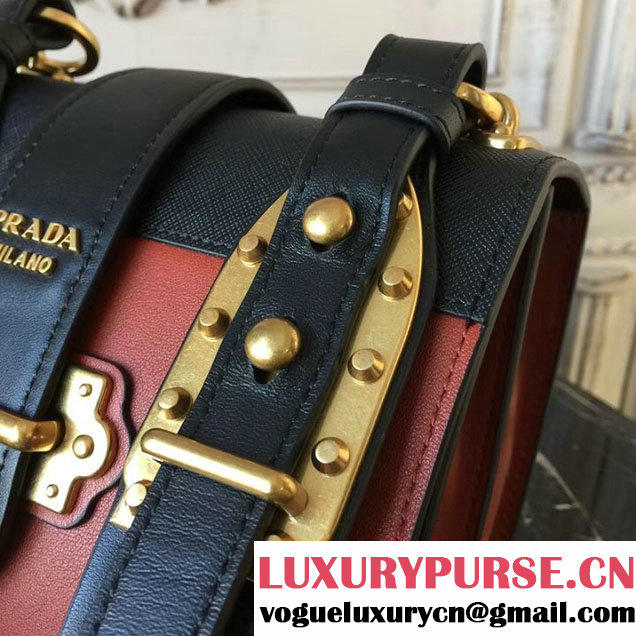 Prada Cahier Shoulder Bag 20cm Calfskin Leather Fall Winter 2017 Bag Collection Rust Black