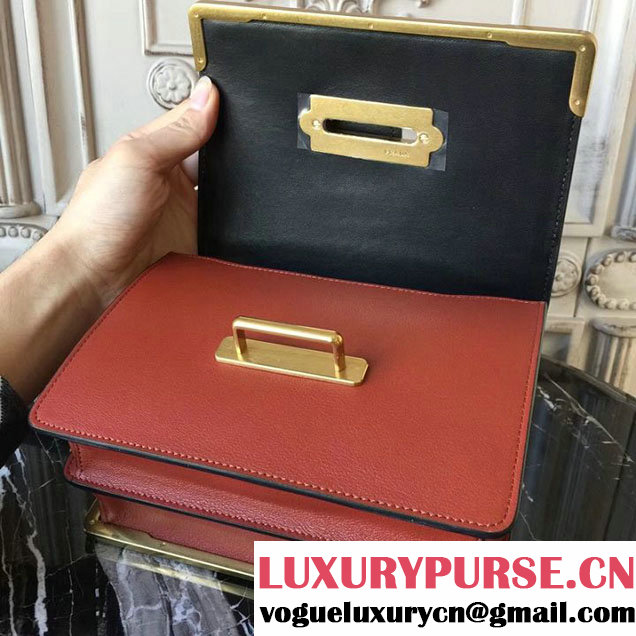 Prada Cahier Shoulder Bag 20cm Calfskin Leather Fall Winter 2017 Bag Collection Rust Black