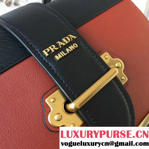 Prada Cahier Shoulder Bag 20cm Calfskin Leather Fall Winter 2017 Bag Collection Rust Black