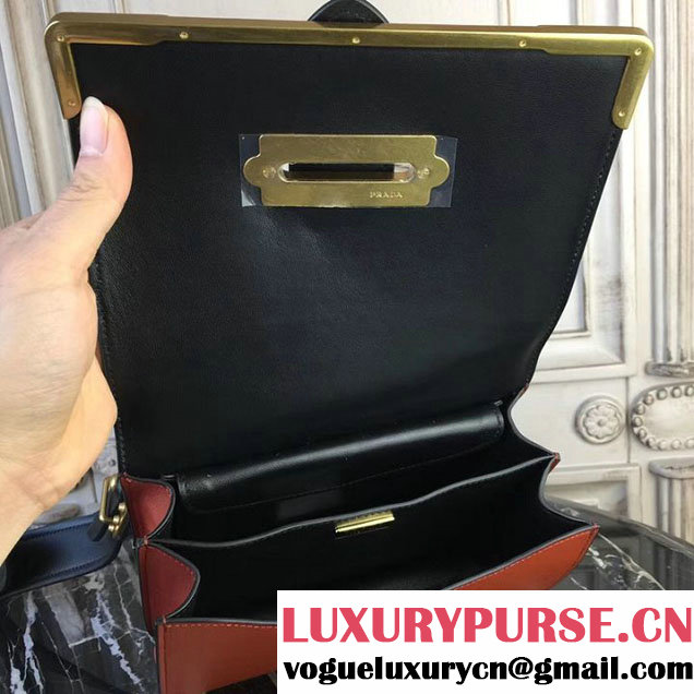 Prada Cahier Shoulder Bag 20cm Calfskin Leather Fall Winter 2017 Bag Collection Rust Black