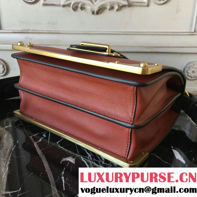 Prada Cahier Shoulder Bag 20cm Calfskin Leather Fall Winter 2017 Bag Collection Rust Black