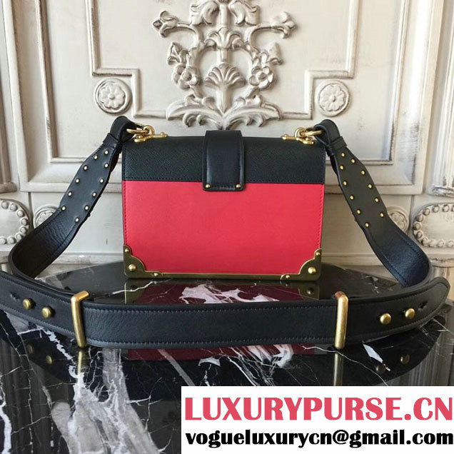 Prada Cahier Shoulder Bag 20cm Calfskin Leather Fall Winter 2017 Bag Collection Red Black