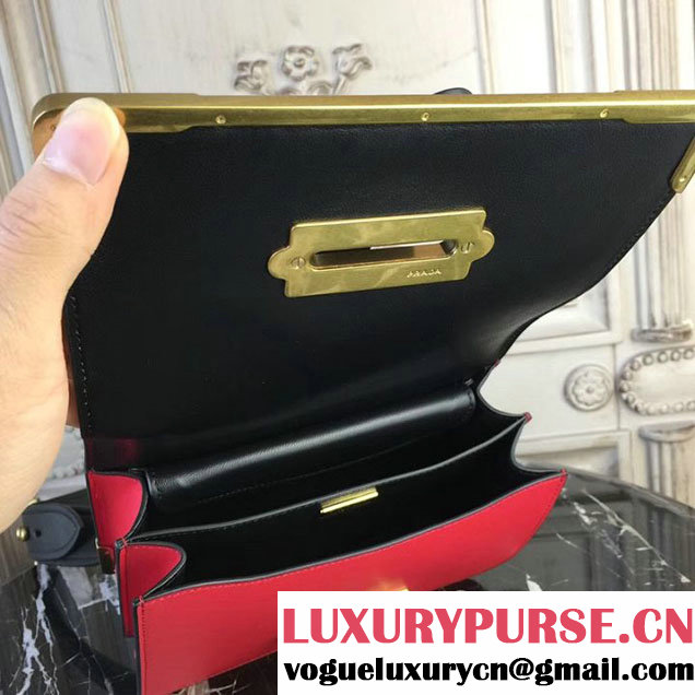 Prada Cahier Shoulder Bag 20cm Calfskin Leather Fall Winter 2017 Bag Collection Red Black