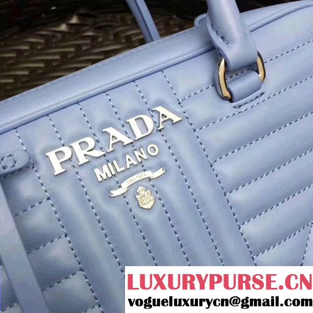Prada Diagramme Leather Handbag 1BB113 Light Blue 2018 (GYF-7120804 )