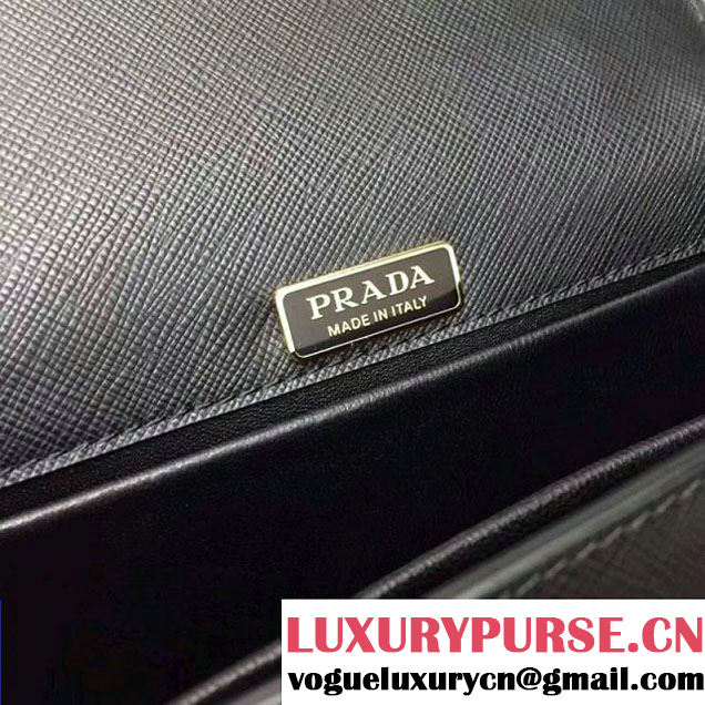 Prada Cahier Leather Shoulder Bag With Crystals 1BH018 Black/Green 2017 (GYF-7120815 )