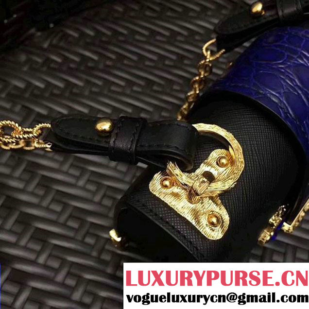 Prada Cahier Leather Shoulder Bag With Crystals 1BH018 Black/Purple 2017 (GYF-7120812 )