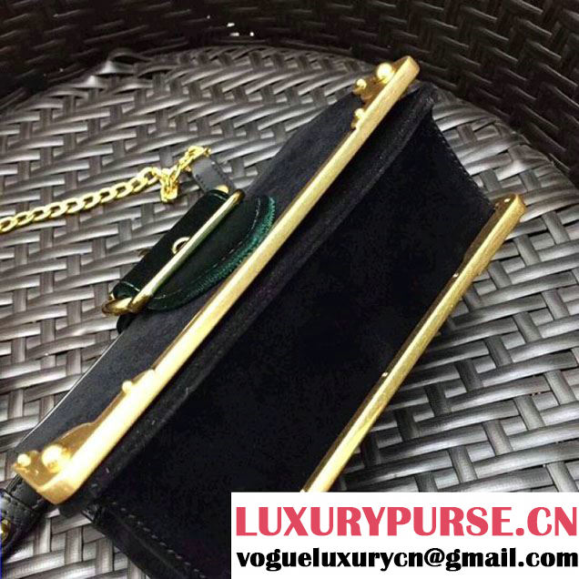 Prada Cahier Velvet Shoulder Bag 1BH018 Black/Green 2017 (GYF-7120811 )
