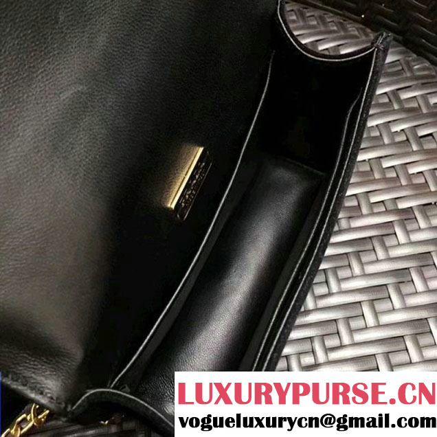 Prada Cahier Velvet Shoulder Bag 1BH018 Black/Green 2017 (GYF-7120811 )