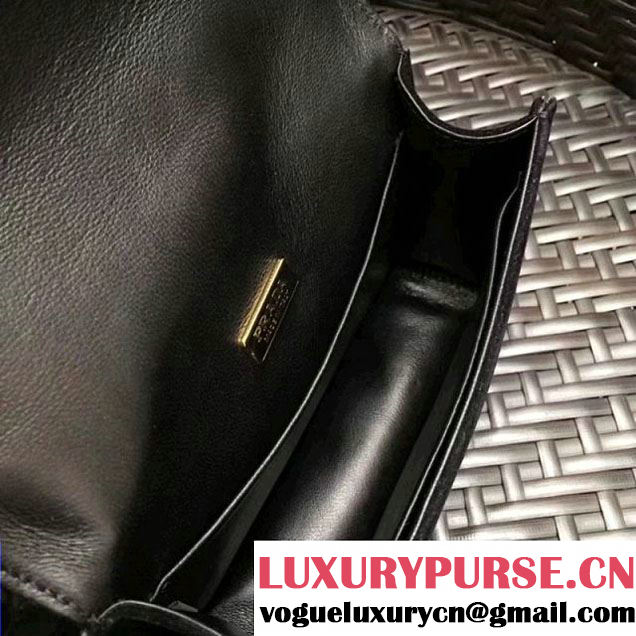 Prada Cahier Velvet Shoulder Bag 1BH018 Black 2017 (GYF-7120810 )