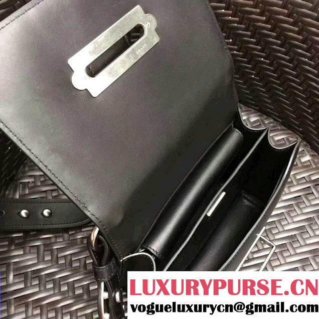 Prada Cahier Studded Calf Hair Bag 1BD045 Black/Green 2017 (GYF-7120825 )