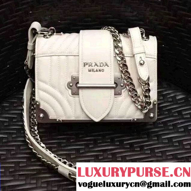 Prada Cahier Diagramme Leather Shoulder Bag White 2017 (GYF-7120822 )