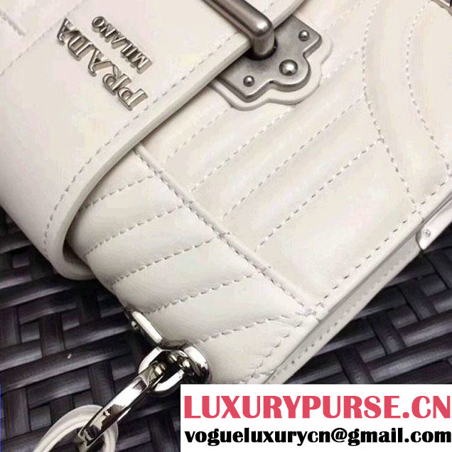 Prada Cahier Diagramme Leather Shoulder Bag White 2017 (GYF-7120822 )