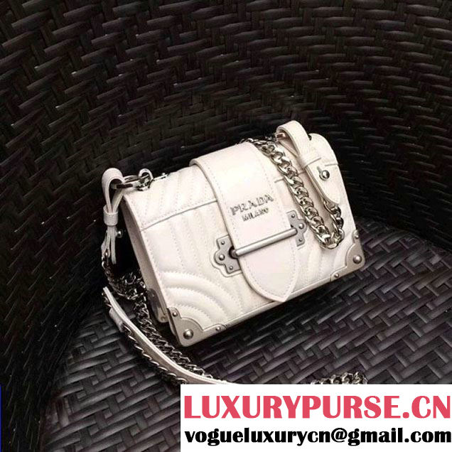 Prada Cahier Diagramme Leather Shoulder Bag White 2017 (GYF-7120822 )
