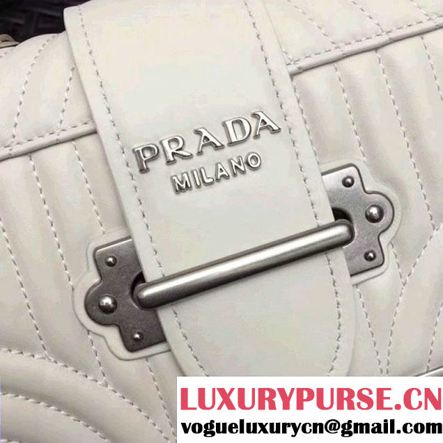 Prada Cahier Diagramme Leather Shoulder Bag White 2017 (GYF-7120822 )