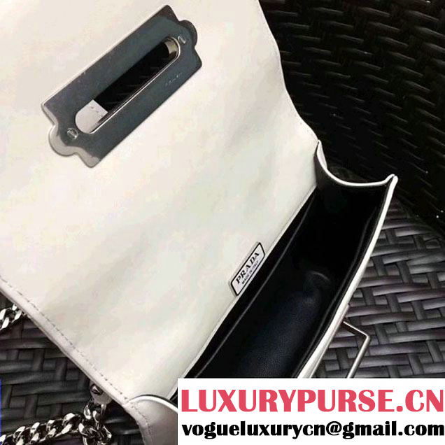 Prada Cahier Diagramme Leather Shoulder Bag White 2017 (GYF-7120822 )