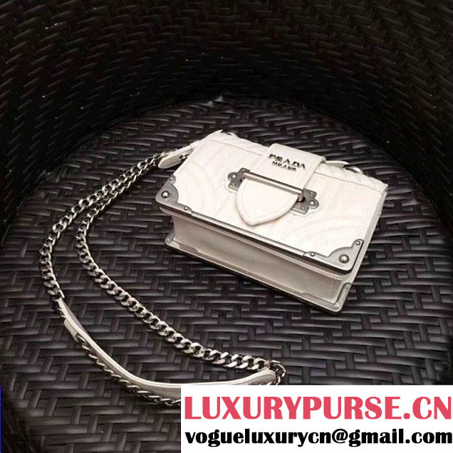 Prada Cahier Diagramme Leather Shoulder Bag White 2017 (GYF-7120822 )