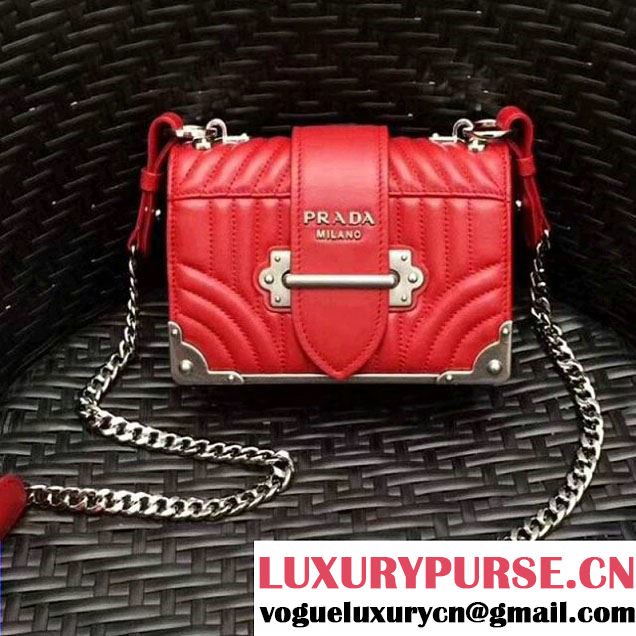Prada Cahier Diagramme Leather Shoulder Bag Red 2017 (GYF-7120821 )
