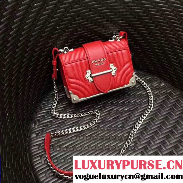 Prada Cahier Diagramme Leather Shoulder Bag Red 2017 (GYF-7120821 )