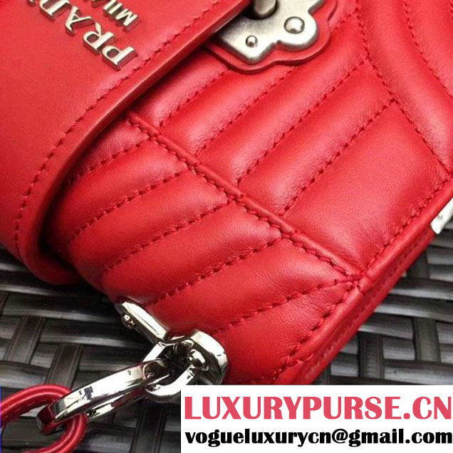 Prada Cahier Diagramme Leather Shoulder Bag Red 2017 (GYF-7120821 )
