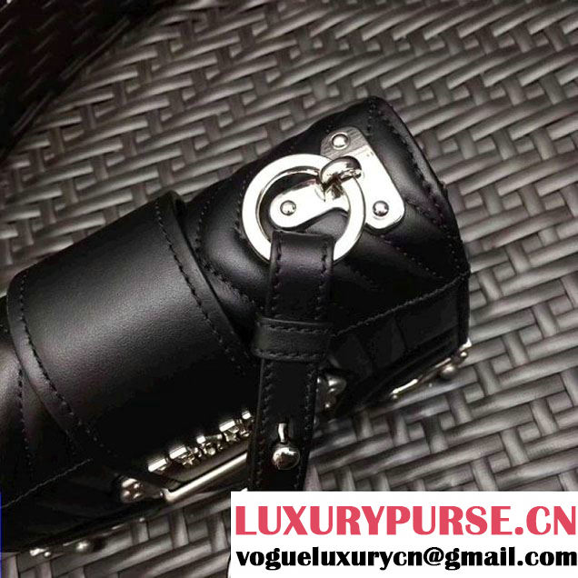 Prada Cahier Diagramme Leather Shoulder Bag Black 2017 (GYF-7120820 )
