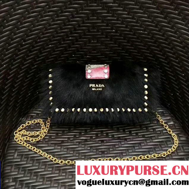 Prada Haircalf Shoulder Bag 1BD078 Black 2017 (GYF-7120723 )