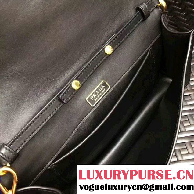 Prada Haircalf Shoulder Bag 1BD078 Black 2017 (GYF-7120723 )