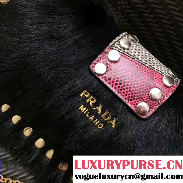 Prada Haircalf Shoulder Bag 1BD078 Black 2017 (GYF-7120723 )