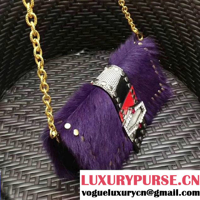 Prada Haircalf Shoulder Bag 1BD078 Purple 2017 (GYF-7120720 )