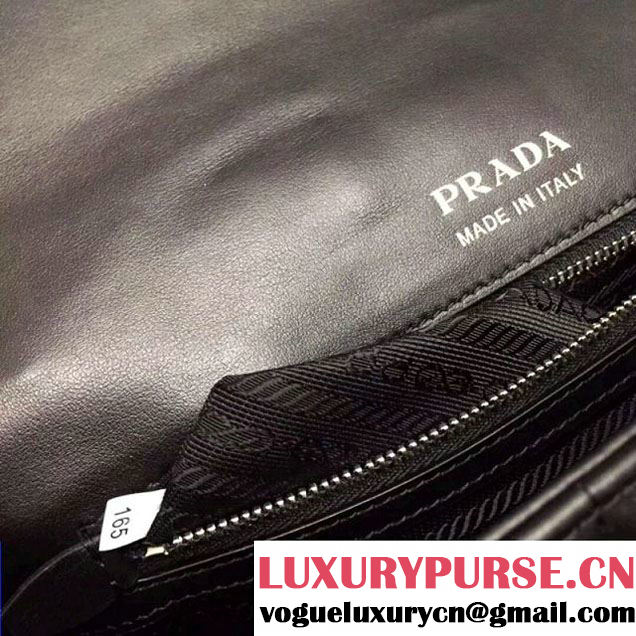 Prada Diagramme Leather Flap Shoulder Bag 1BD108 Black 2017 (GYF-7120709 )