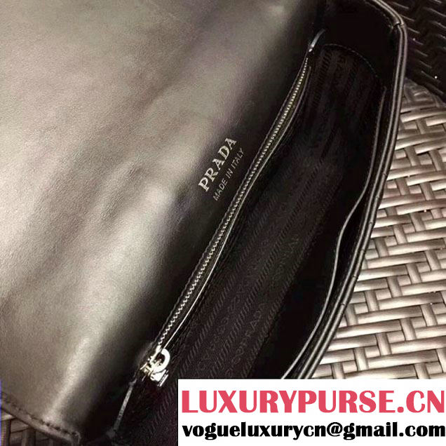 Prada Diagramme Leather Flap Shoulder Bag 1BD108 Black 2017 (GYF-7120709 )
