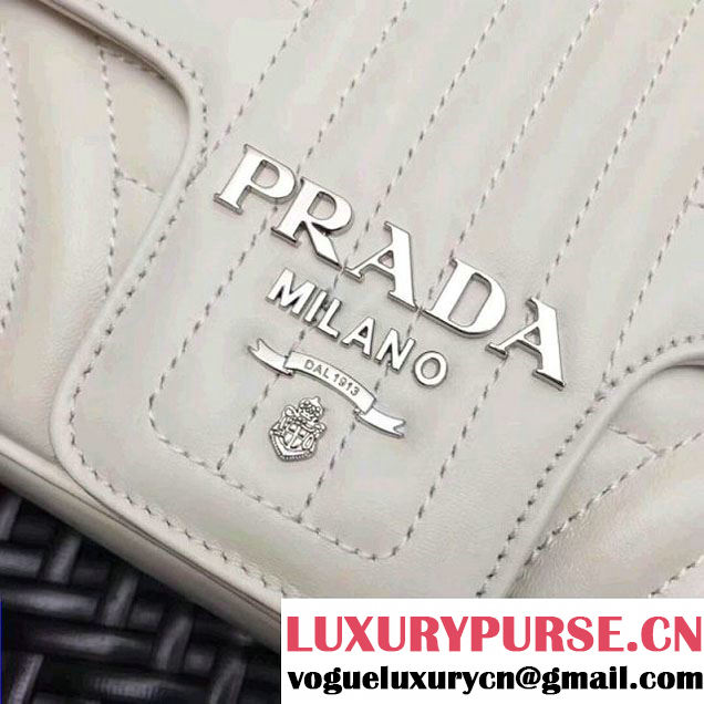 Prada Diagramme Leather Flap Shoulder Bag 1BD108 White 2017 (GYF-7120708 )