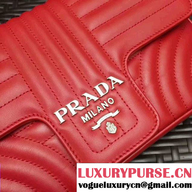 Prada Diagramme Leather Flap Shoulder Bag 1BD108 Red 2017 (GYF-7120707 )