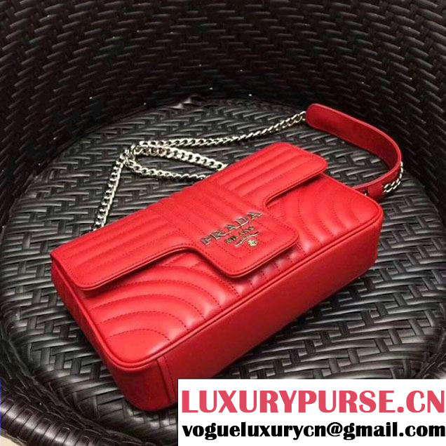 Prada Diagramme Leather Flap Shoulder Bag 1BD108 Red 2017 (GYF-7120707 )