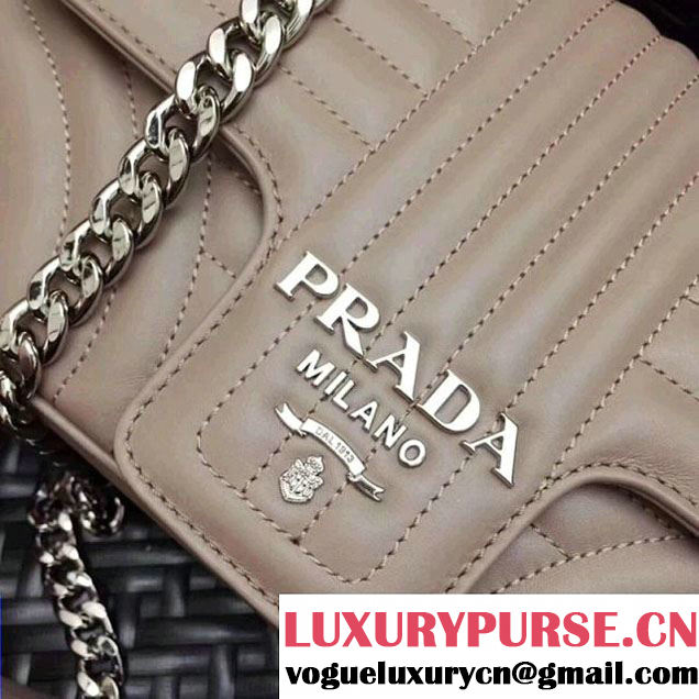 Prada Diagramme Leather Flap Shoulder Bag 1BD108 Nude 2017 (GYF-7120706 )