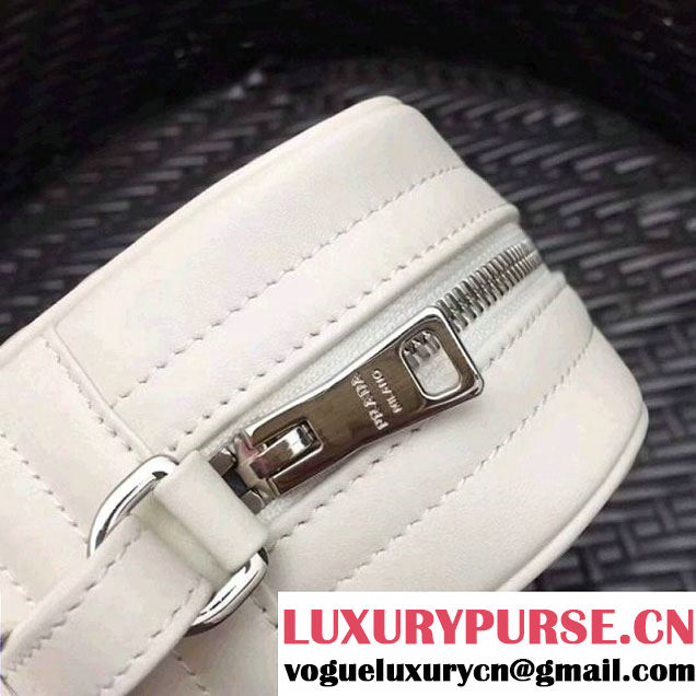 Prada Diagramme Leather Camera Cross-body Bag 1BH083 White 2017 (GYF-7120704 )