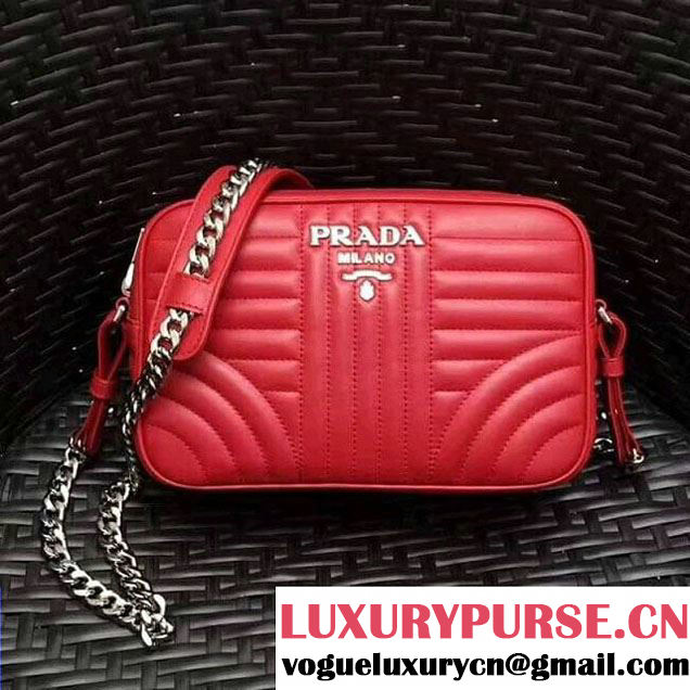 Prada Diagramme Leather Camera Cross-body Bag 1BH083 Red 2017 (GYF-7120703 )