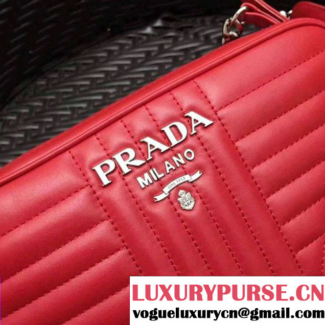 Prada Diagramme Leather Camera Cross-body Bag 1BH083 Red 2017 (GYF-7120703 )